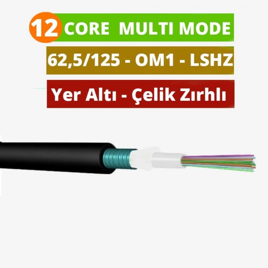 12 Core Fiber Optik Kablo 2000 Metre - Multi Mode 62,5/125 OM1 Zırhlı LSZH