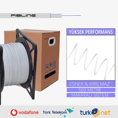 Bina içi Fiber Optik Drop Kablo 1 Core - LSZH Beyaz,  2.0x3.0mm OBK 500 metre