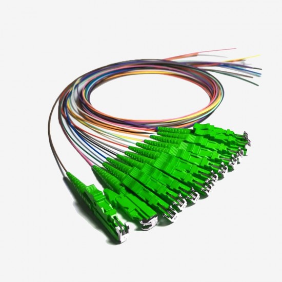 12 Color Fiber Optik Pigtail Single Mode E2000 (LSH) APC - Easy Strip - 2 Metre