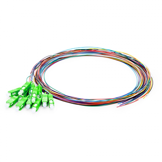12 Color Fiber Optik Pigtail Single Mode SC APC - Easy Strip - 2 Metre