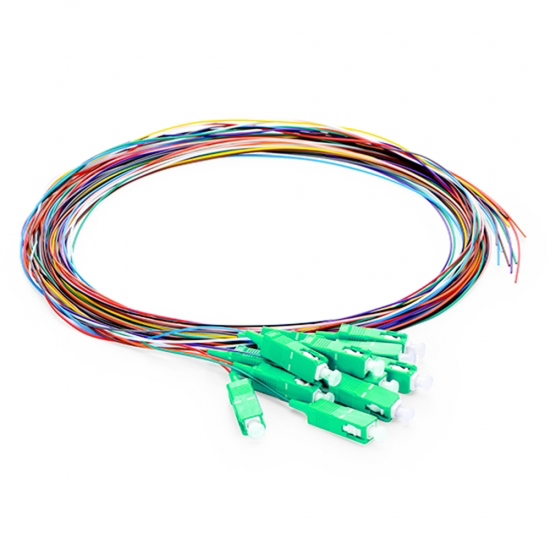 12 Color Fiber Optik Pigtail Single Mode SC APC - Easy Strip - 2 Metre