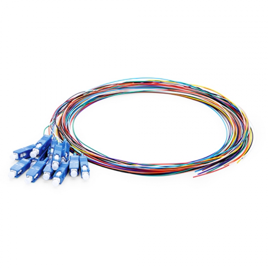 12 Color Fiber Optik Pigtail Single Mode SC UPC - Easy Strip - 2 Metre