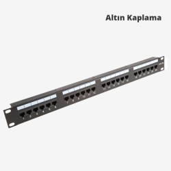 24 Port Cat6 Patch Panel Tam Dolu 50um Altın Kaplama