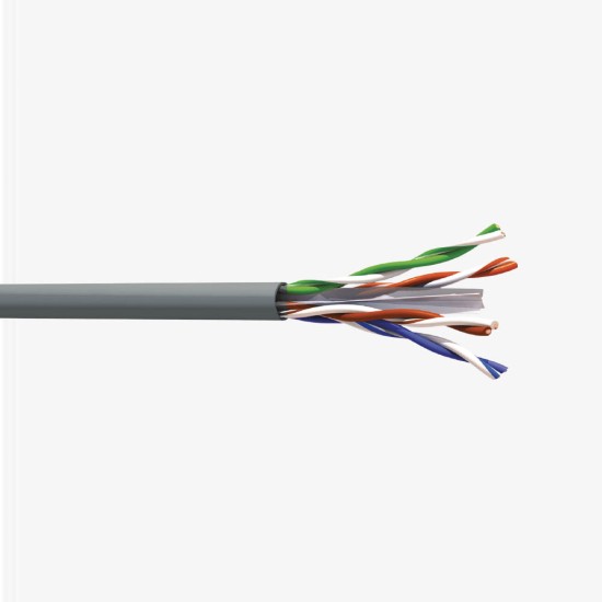 CAT6 Kablo 23 Awg 0,57MM - 350 MHZ Saf Bakır LSHZ Gri 500 Metre
