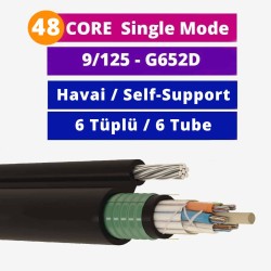 48 Core Çift Zırhlı Yer Altı 6 Tüplü Fiber Optik Kablo Single Mode - HDPE
